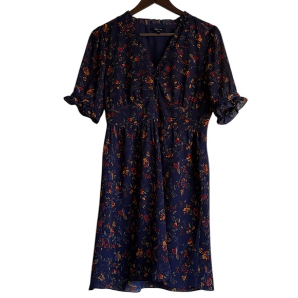 Madewell Blue Floral Dress Sz 4 - Picture 2 of 7
